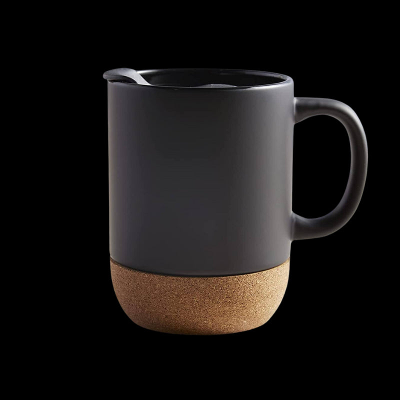 Classic Black Mug With Wooden Bottom