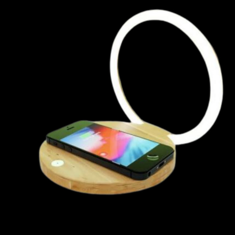 Wooden Wireless Charger with Lamp