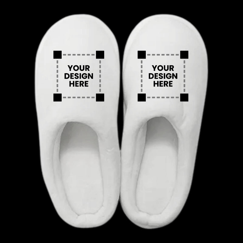 Customized Kids Fuzzy Close Toe Full White Slippers