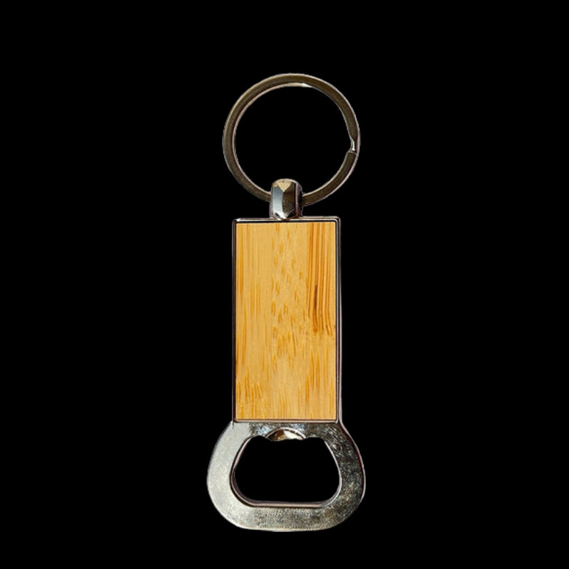 Bamboo keychain with opener