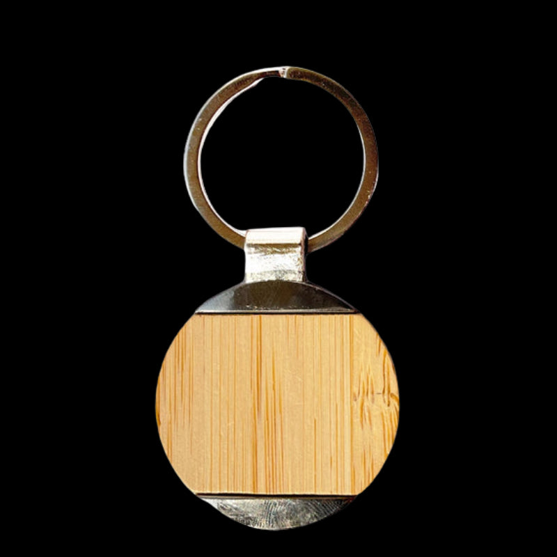 Round Bamboo Keychain