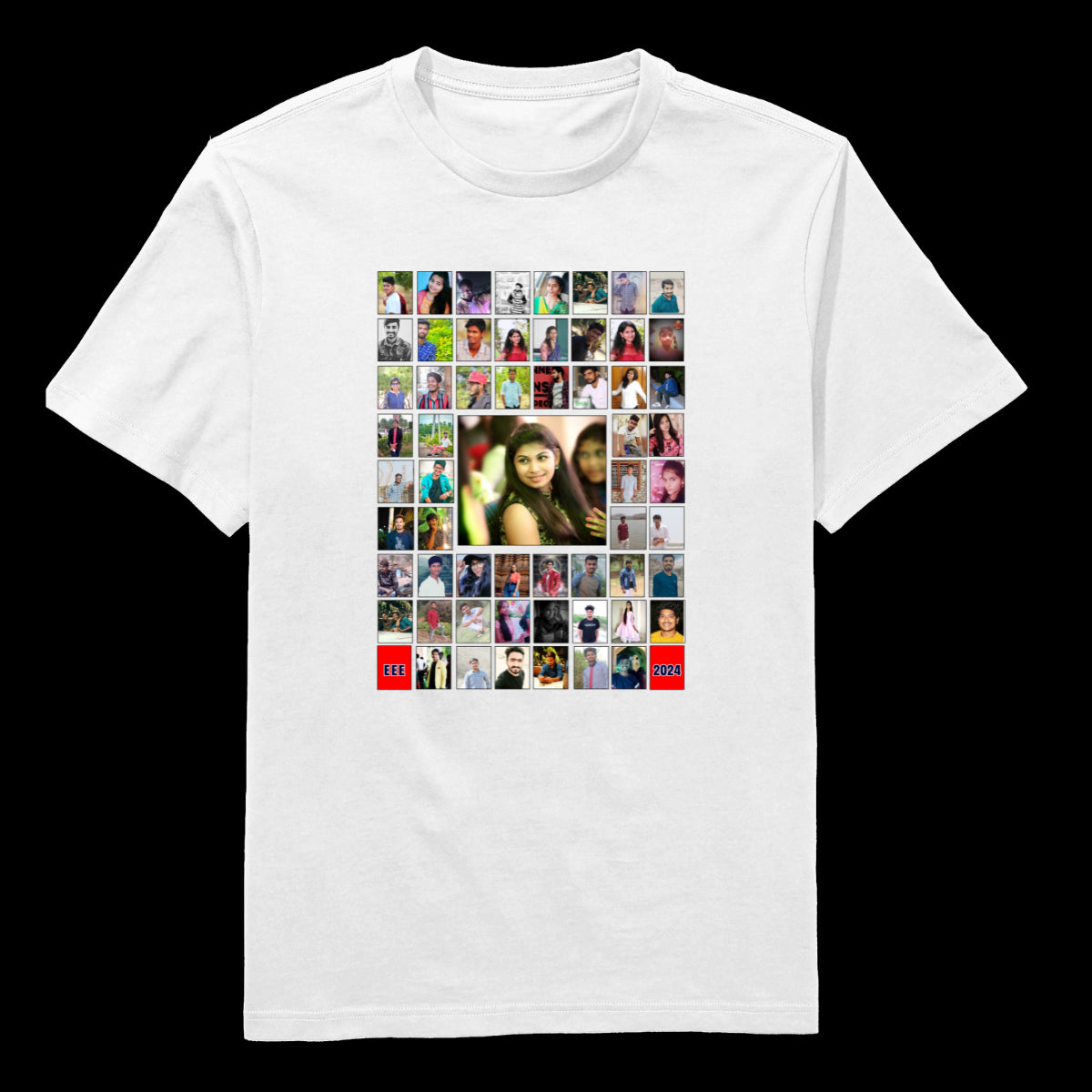 Rectangular Square Model Round Neck T-Shirt