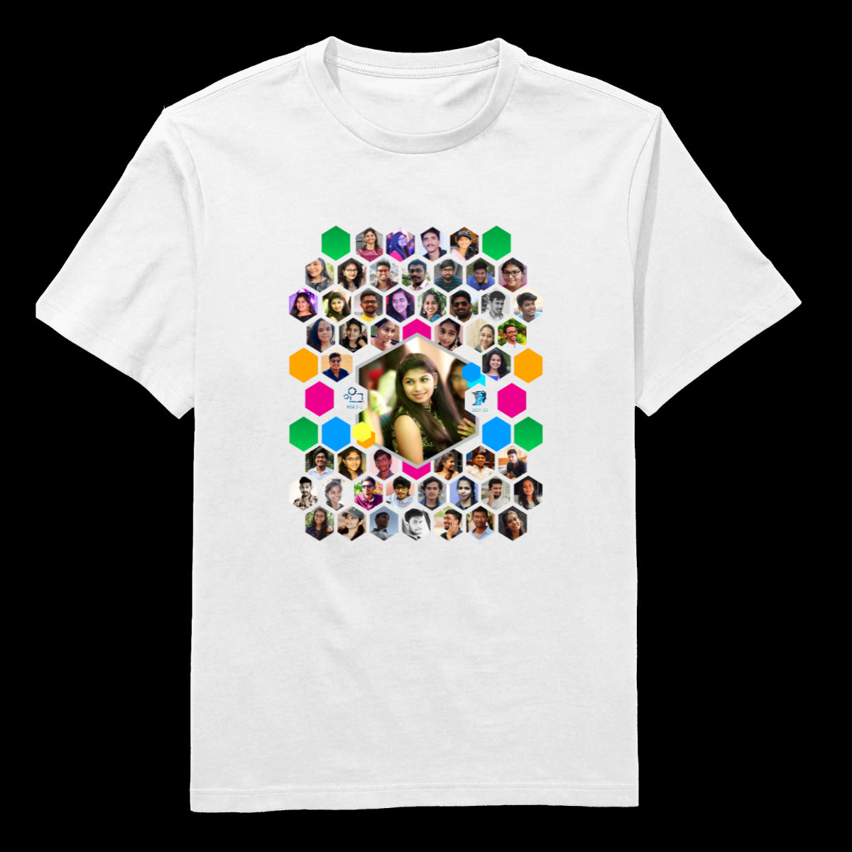 Zig Zag Hexagon Model Round Neck T-Shirt