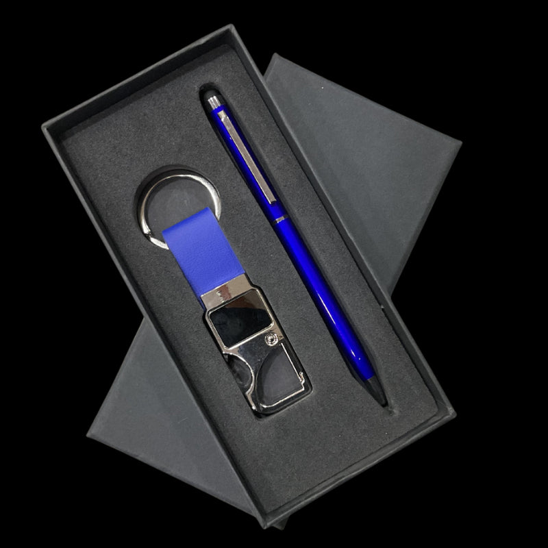 Metal keychain And Ball Pen kit (Blue)