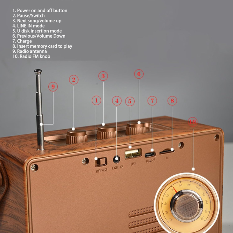 Wireless wooden FM radio