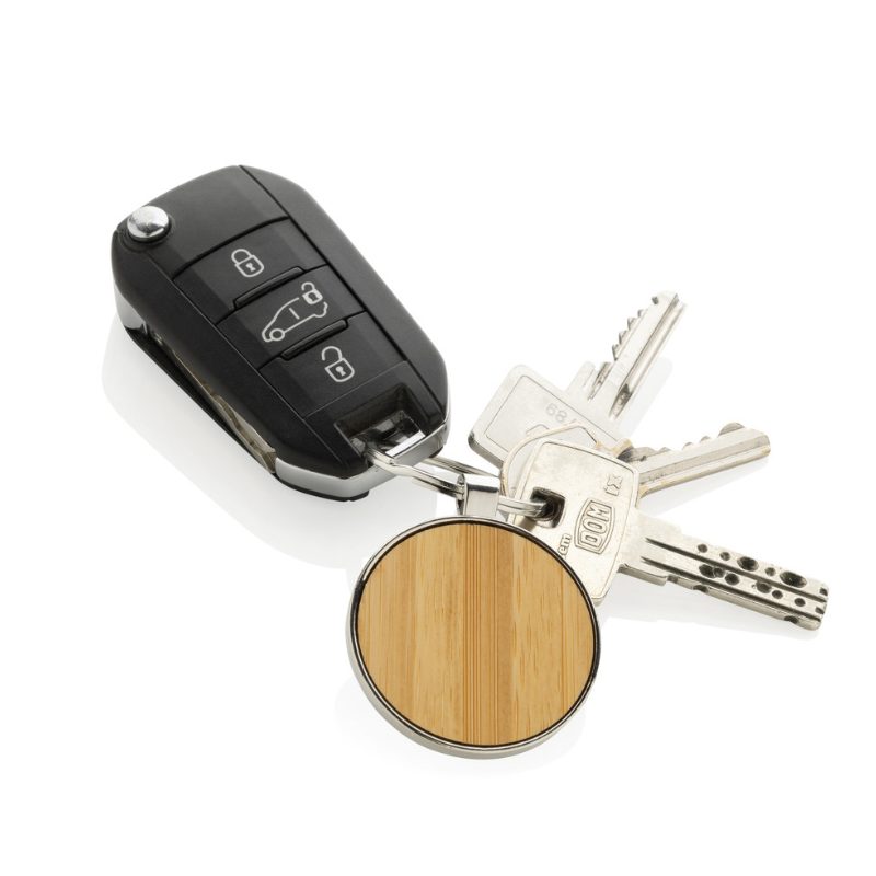 Bamboo round keychain
