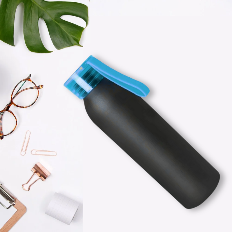 Aluminum Metal Bottle With Silicon Cap (Blue)