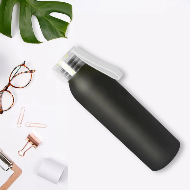 Aluminum Metal Bottle With Silicon Cap (White)