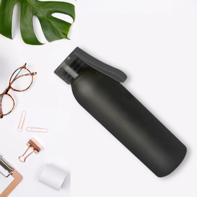 Aluminum Metal Bottle With Silicon Cap (Black)